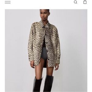 a.n.a Leopard Print Teddy Jacket in Beige and Black